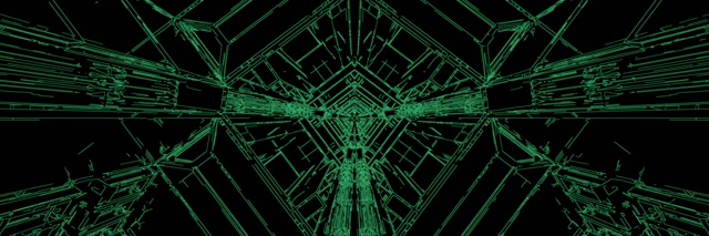 Zeleni Neon Tunel Čuvar Ekrana 3:1 Triple Wide 60fps VJLoops PC