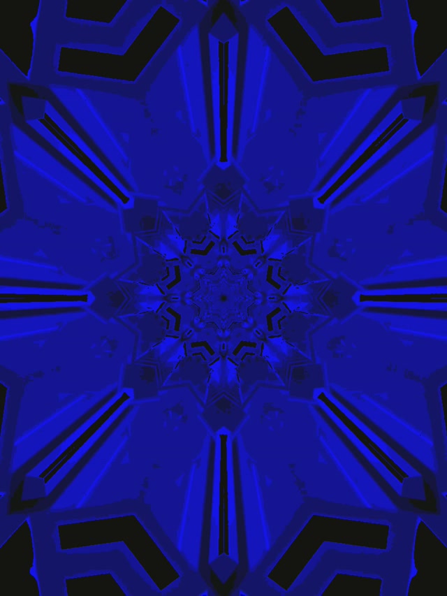 Plavi Fraktal Kaleidoskop Neon Tunel VJ Loop 3:4 iPad Portret 60fps Čuvar Ekrana