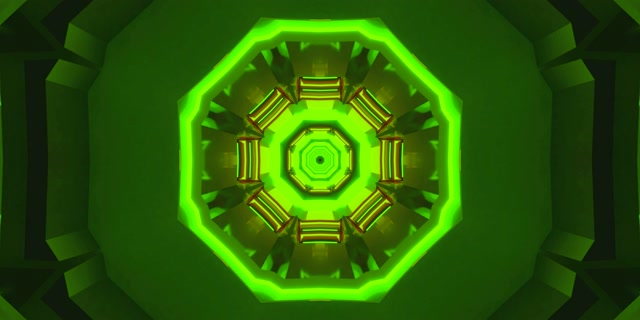 Zeleni Neon Tunel Oktagon Kaleidoskop Vj Loop 2:1 Univisium 60fps Čuvar Ekrana