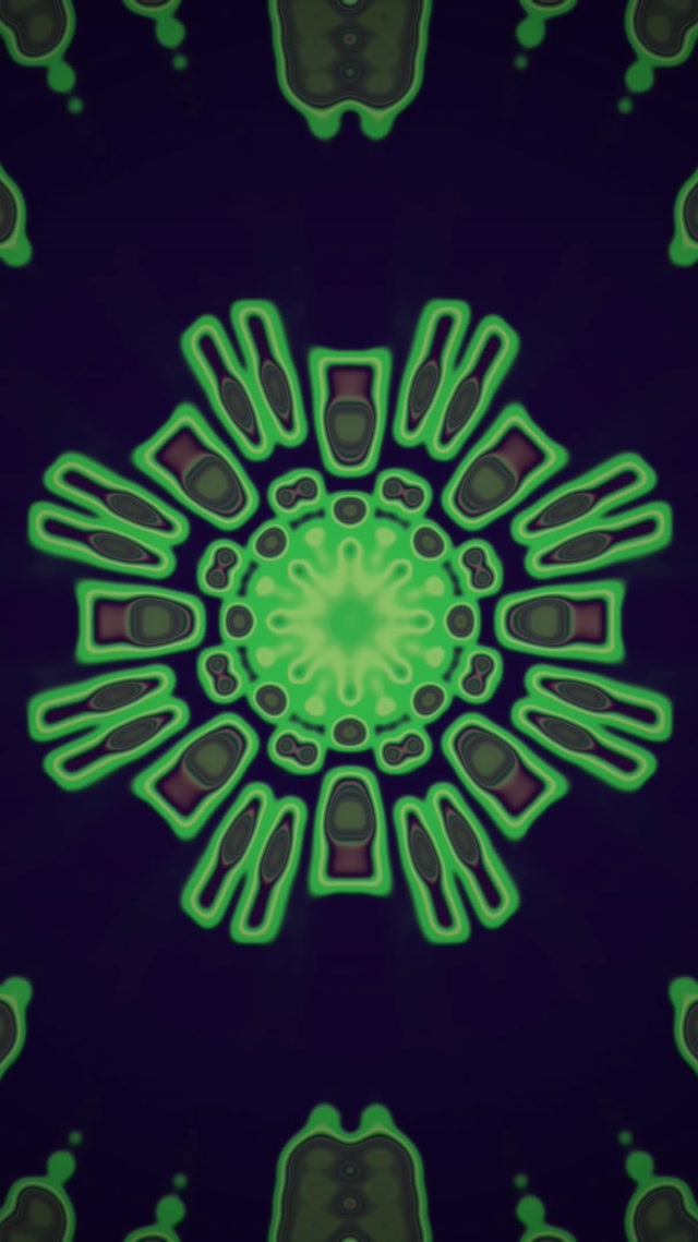 Neon Tunel Zelena Mandala Prasak VJ Loop 9:16 Reels 60fps Čuvar Ekrana