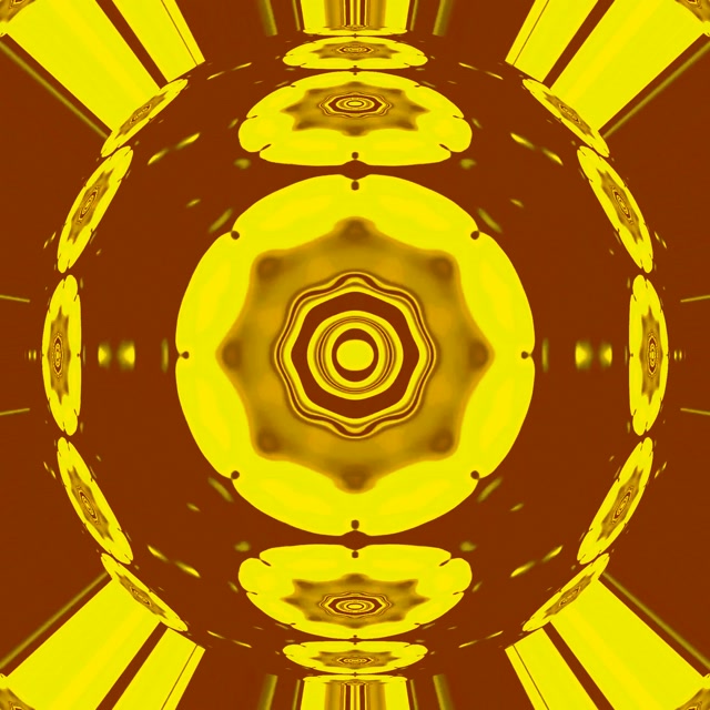 Neon Tunnel Golden Mandala Wheel Screensaver VJ Loop 1:1 Square 60fps