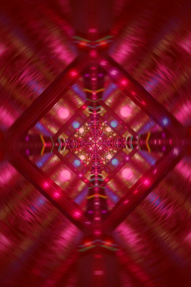 Neon Tunnel Kaleidoscope Diamond VJ Loop 2:3 Photo Portrait 60fps Screensaver
