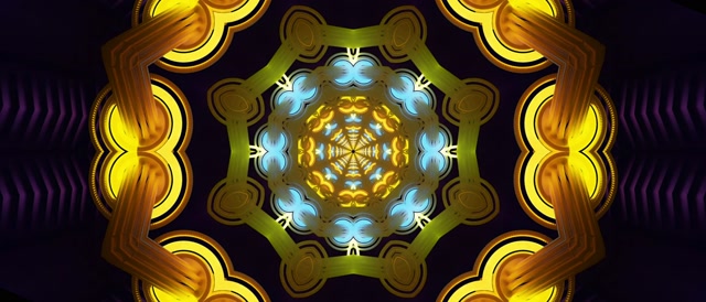 Zlatni kaleidoskop neon tunel čuvar ekrana windows 11 VJ loop 21:9 ultrawide 60fps