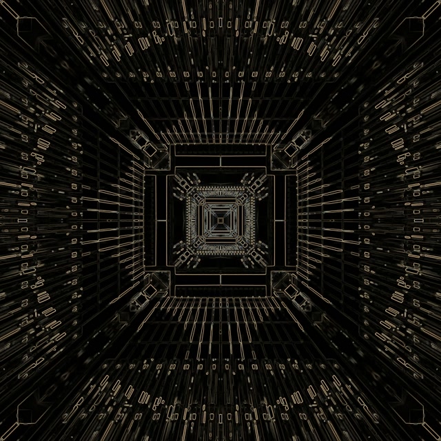 Neon Tunnel Golden Circuit Grid VJ Loop 1:1 Square 60fps Screensaver