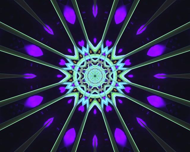 Neon Tunel Mandala Ljubičasti Zeleni 5:4 industrijski 60fps Screensaver VJ Loop
