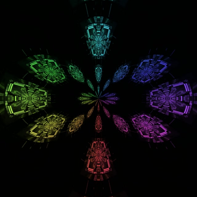 1:1 Square Neon Tunel Teal Crveni Ljubičasti Simetrični Vorteks 60fps Čuvar Ekrana VJ Klip