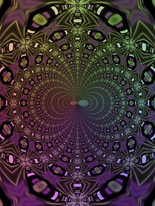 Neon Tunel Fraktalni Kaleidoskop VJLoops 3:4 iPad Portrait 60fps Čuvar ekrana