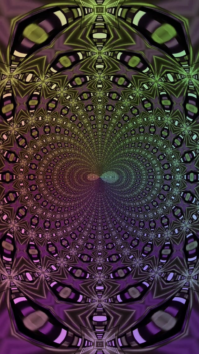Neon Tunel Fraktalno Oko Kaleidoskop 9:16 Reels 60fps Čuvar ekrana VJLoops