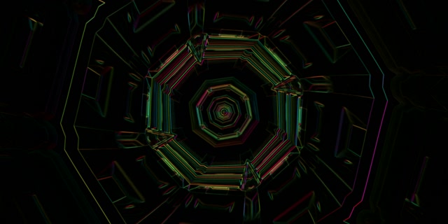 Neon Tunnel Octagon Vortex Loop | 2:1 Univisium 60fps Screensaver VJ Animation