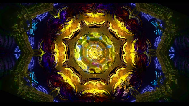 Zlatni Kaleidoskop Mandala VJ Loop - Apstraktna Geometrijska Pozadina u Pokretu