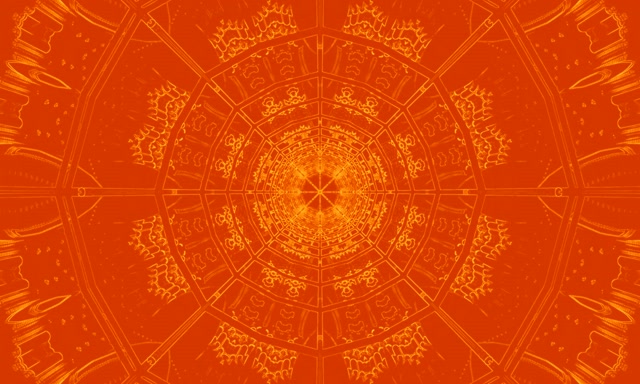 Narandžasti Fraktalni Kaleidoskop Neon Tunel Vj Loop 5:3 Široko 60fps Čuvar Ekrana