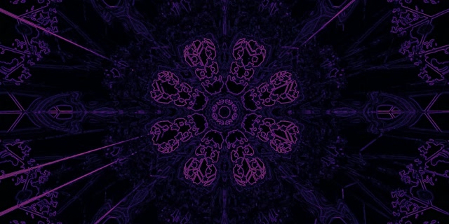 Ljubičasti Fraktalni Kaleidoskop Neon Tunel VJ Loop 2:1 Univisium 60fps Screensaver