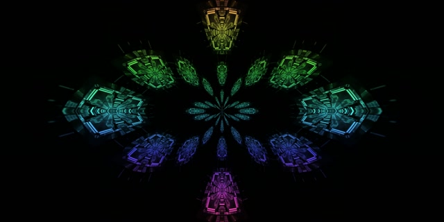 Neon Tunel Kaleidoskop VJ Loop 2:1 Univisium 60fps Čuvar Ekrana Duga Fraktalna Eksplozija