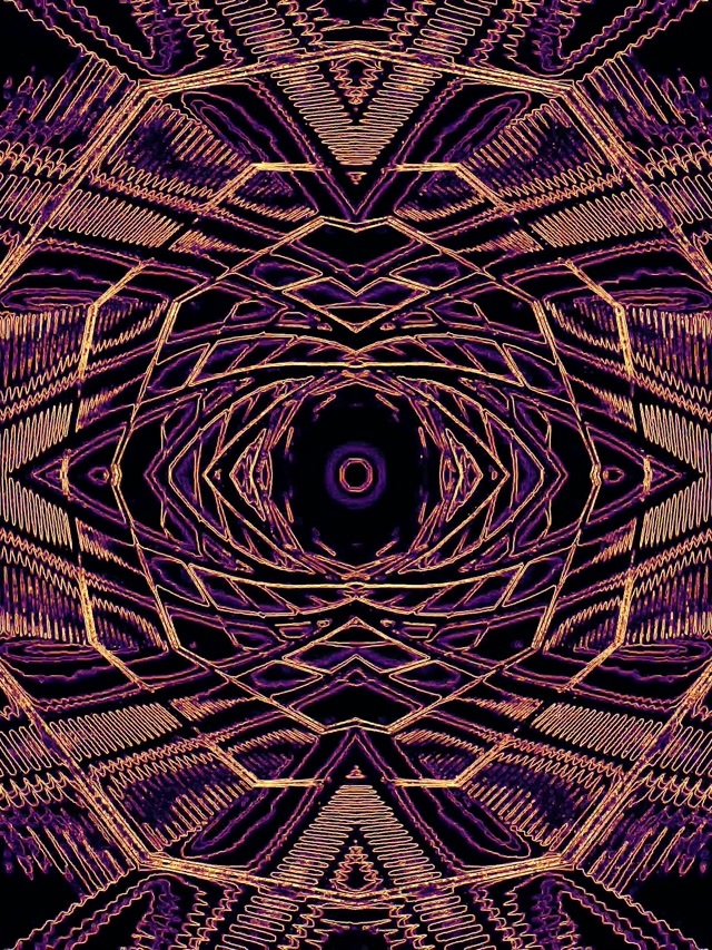 Neon Tunel Zlatni Ljubičasti Kaleidoskop Vj Loop 3:4 iPad Portret 60fps Čuvar Ekrana