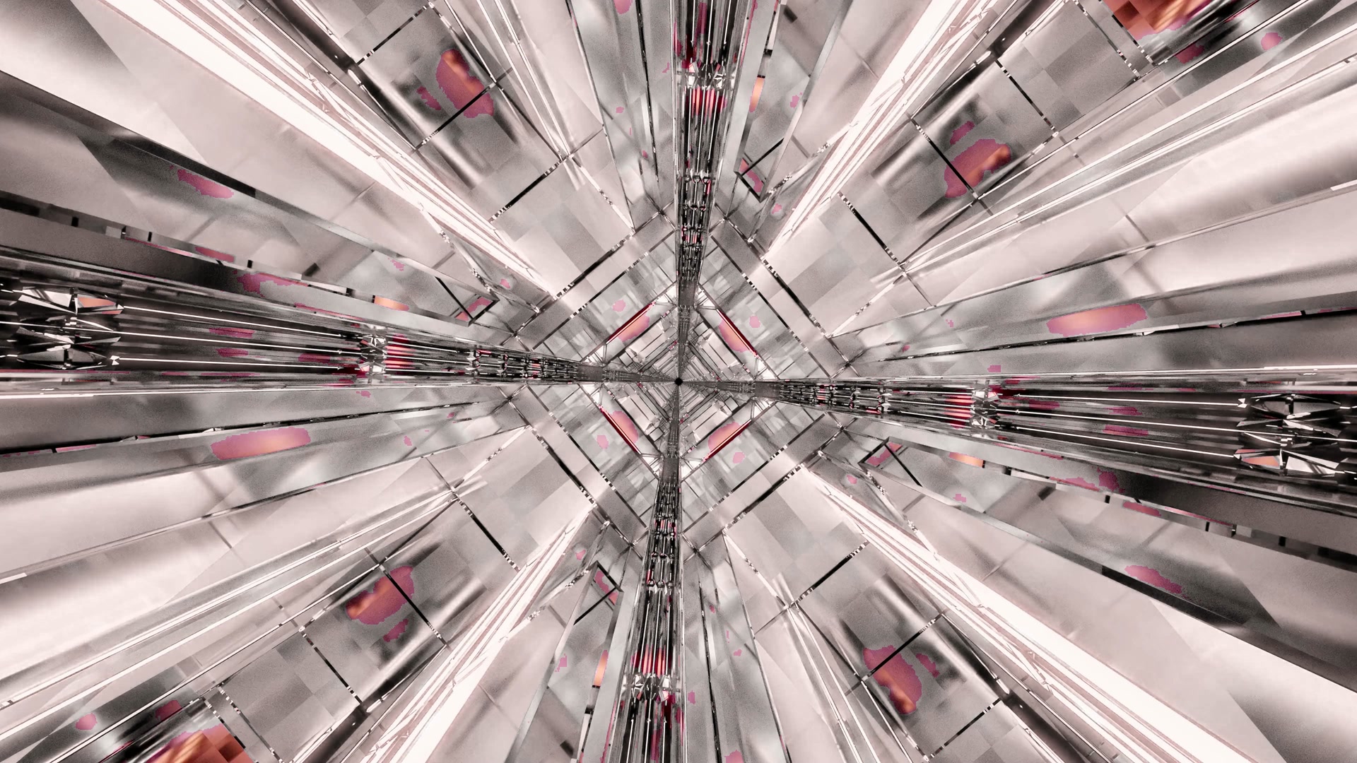 neontunnel skärmsläckare windows 11 pc 4K UHD 60fps silver rosa geometrisk VJLoops