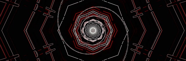 Neontunnel Röd Oktagon Virvel VJ Loop 3:1 Triple Wide 60fps Skärmsläckare