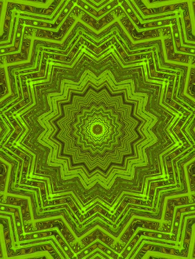 Grön Neon Tunnel Stjärna Mandala Skärmsläckare 3:4 iPad Stående 60fps Vj Loop