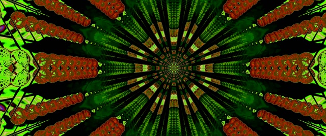 Neontunnel Röd Kaleidoskop Utbrott VJ Loop 2.39:1 Cinemascope 60fps Skärmsläckare