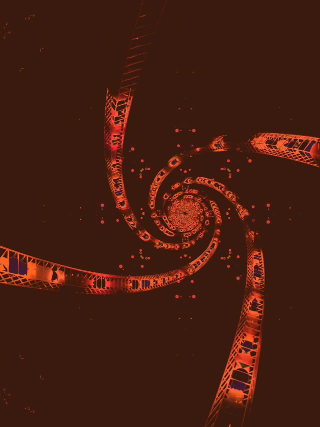Vj loop Neon Tunnel Spiral Orange Fraktal Virvel 3:4 iPad Stående 60fps Skärmsläckare
