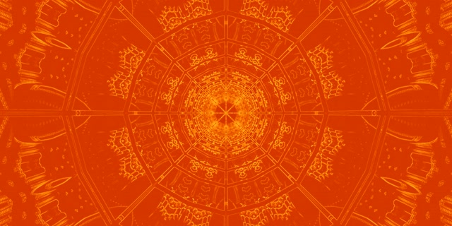 Neontunnel Orange Mandala Vortex VJ Loop 2:1 Univisium 60fps Skärmsläckare