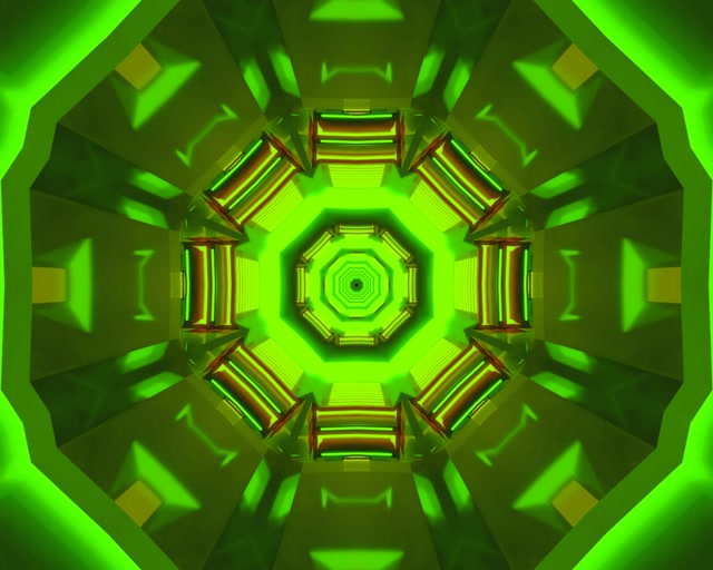 VJLoop Neontunnel Grön Oktagon Kaleidoskop 5:4 Industriell 60fps Skärmsläckare