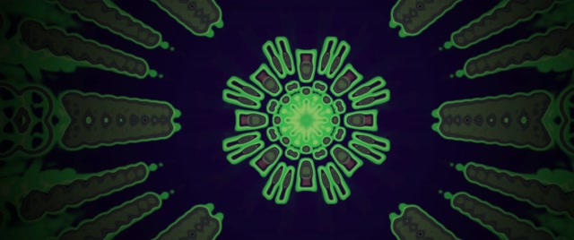 Neontunnel Grön Radiell Spik Mandala VJ Loop 2.39:1 Cinemascope 60fps Skärmsläckare