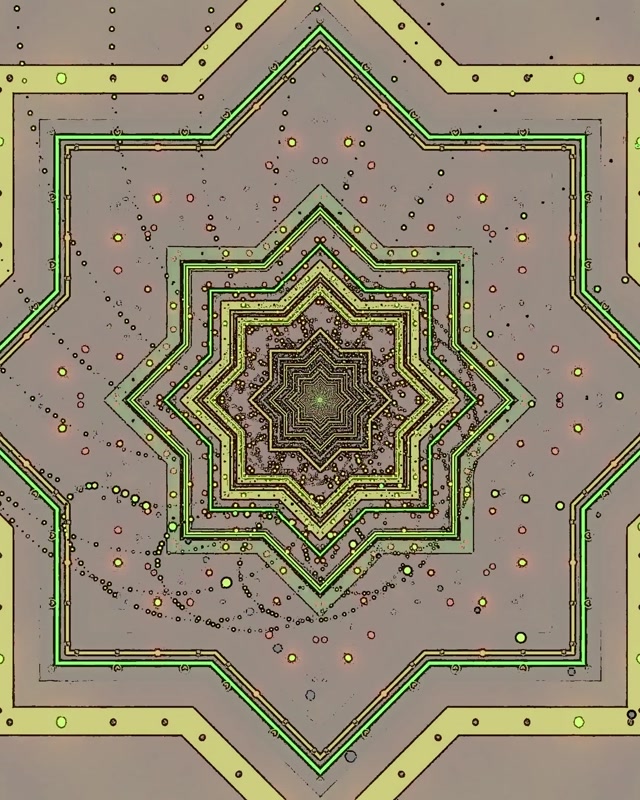 Neontunnel Grön Stjärna Skärmsläckare 60fps 4:5 Instagram VJ Loop