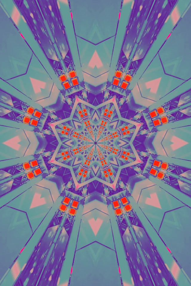 Neon Tunnel Star Kaleidoscope 2:3 Photo Portrait 60fps Screensaver Vj Loop
