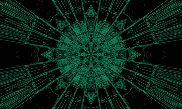Neontunnel Grön Fraktal Kaleidoskop Explosion VJ Loop 5:3 Bred 60fps Skärmsläckare