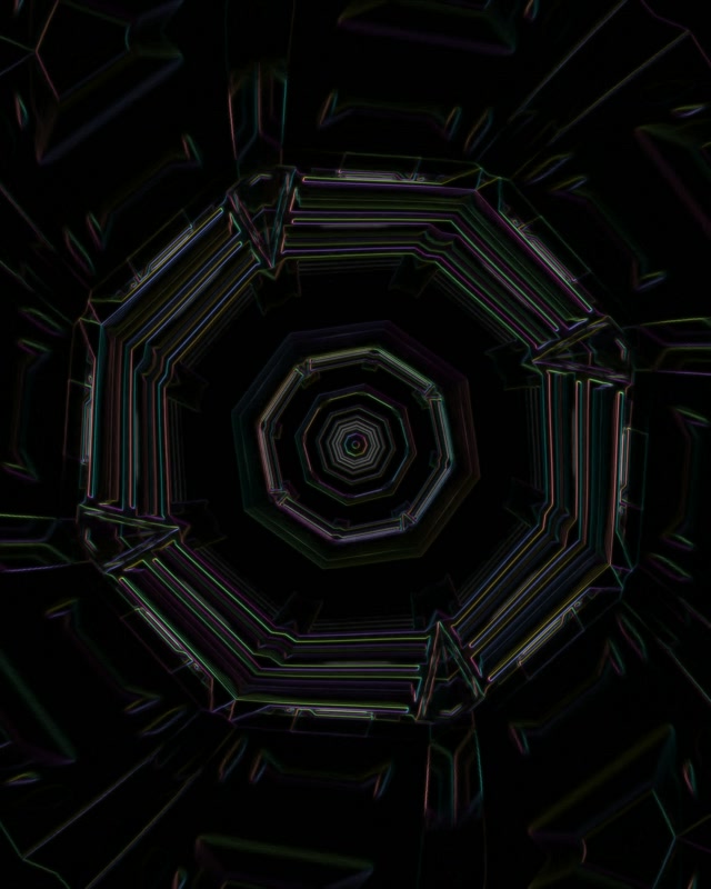 Octagonal Neon Tunnel Vortex 4:5 Instagram 60fps Screensaver Loop