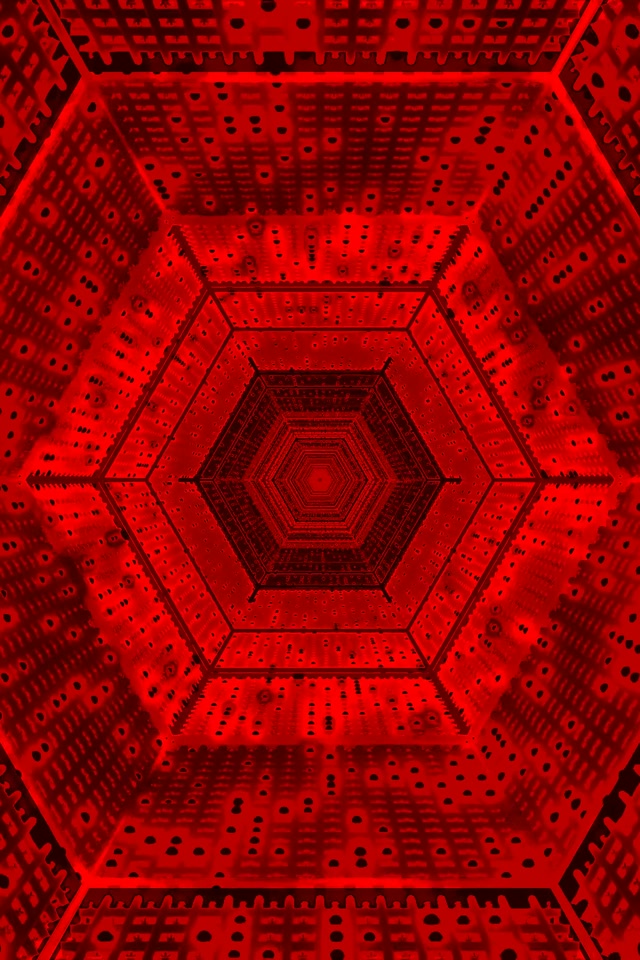Röd Neontunnel Hexagon Virvel VJ Loop 2:3 Stående 60fps Skärmsläckare