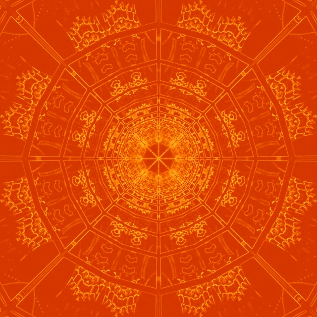 VJ Loop Neontunnel Orange Mandala Kaleidoskop 1:1 Square 60fps Skärmsläckare