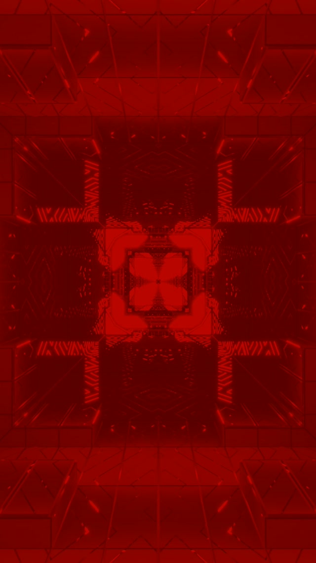 Red neon tunnel pulsating cube vortex 9:16 reels 60fps screensaver VJ loop
