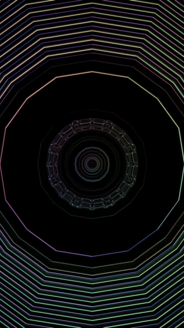 Neon Tunnel Infinite Hexagon Vortex 9:16 Reels 60fps Screensaver VJ Loop