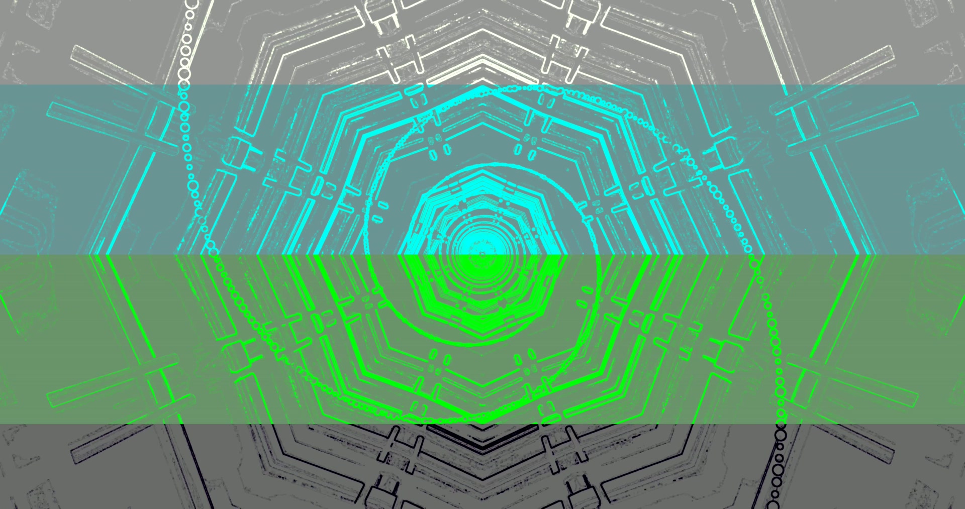 Tunnel ya Neon Screensaver Cyan Kijani Pentagon 4K UHD 60fps Vj Loop