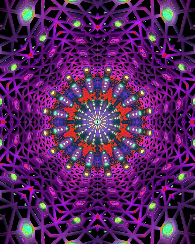 Vj loop Tunnel za Neon Nyekundu Zambarau Fractal Kaleidoscope 4:5 Instagram 60fps Screensaver