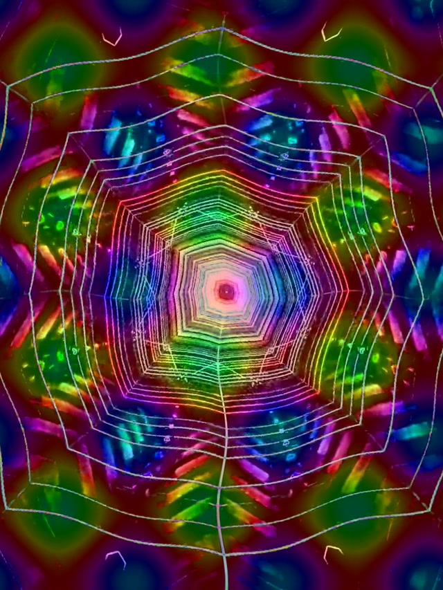 Neon Tunnel Vortex ya Mtandao wa Buibui wa Upinde wa Mvua VJ Loop 60fps 3:4 iPad Portrait Screensaver