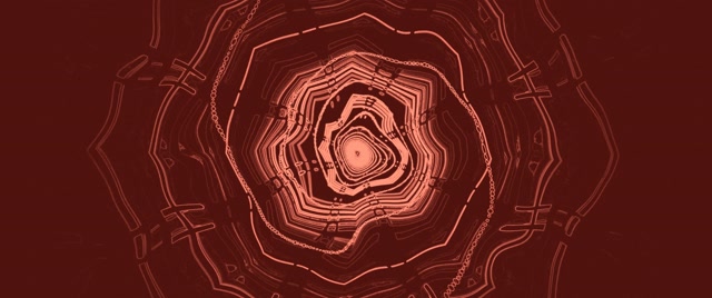 Tunnel ya Neon Nyekundu Spiral Octagon Vortex VJLoops 2.39:1 Cinemascope 60fps Screensaver