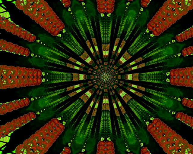 Neon Tunnel Nyekundu Kaleidoscope Mlipuko VJ Loop 5:4 Industrial 60fps Screensaver