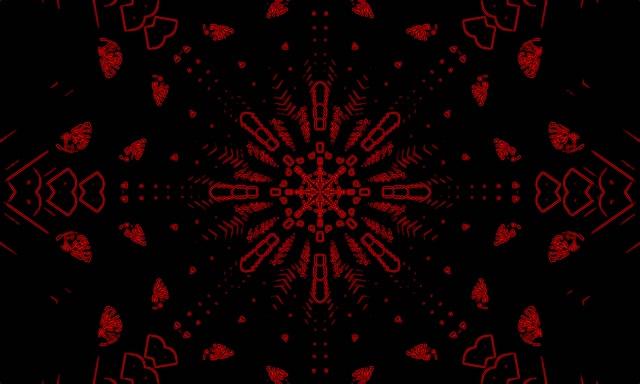 Nyekundu Fractal Kaleidoscope Tuneli ya Neon VJLoops 5:3 Wide 60fps Screensaver