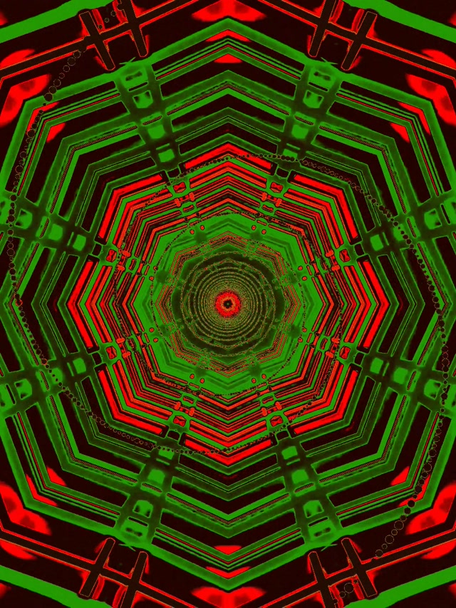 Neon Tunnel Nyekundu Kijani Octagon Vortex VJ Loop 3:4 iPad Wima 60fps Hifadhi Skrini