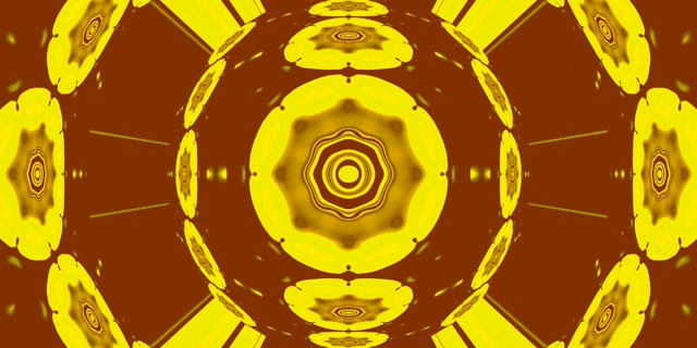 Tuneli ya Neon Golden Mandala Kaleidoscope VJ Loop 2:1 Univisium 60fps Hifadhi-skrini