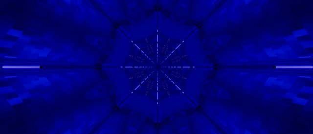 Tunnel ya Neon Buluu Kaleidoscope Nyota Vj Loop 21:9 Ultrawide 60fps Screensaver