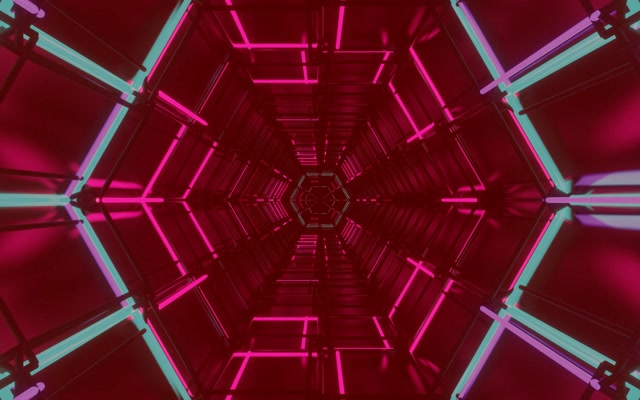 Tuneli ya Neon Hexagon Grid VJ Loop 60fps 16:10 MacBook Screensaver