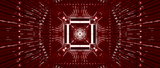 Red Neon Tunnel Vj Loop 21:9 Ultrawide 60fps Screensaver Infinite Square Vortex
