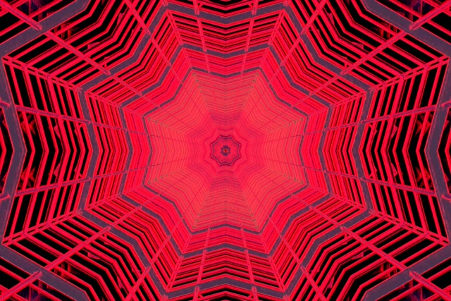 Neon Tunnel Nyekundu Nyota Vortex VJ Loop 3:2 Surface 60fps Screensaver