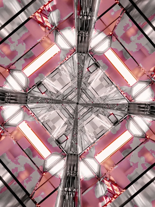 Neon Tunnel Waridi Chrome Almasi VJLoops 3:4 iPad Portrait 60fps Screensaver