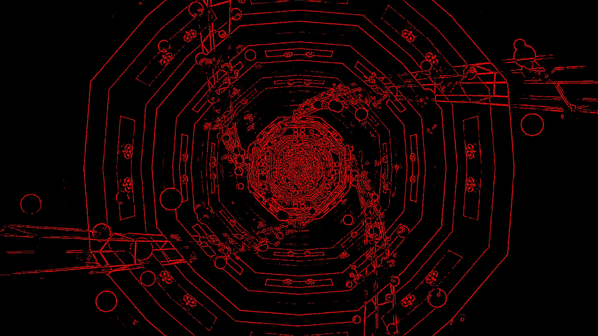 Tunnel ya Octagon Nyekundu Uwaka Screensaver 4K UHD 60fps Video ya Loopable