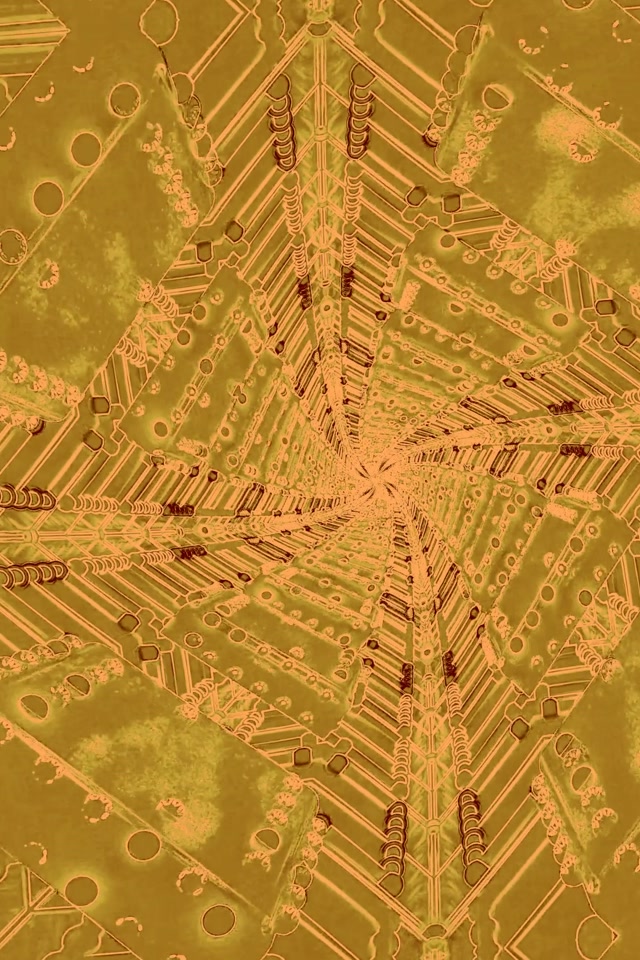 Tuneli la Neon la Kaleidoscope ya Mzunguko wa Dhahabu 2:3 Picha ya Wima 60fps Hifadhi Skrini VJ Loop