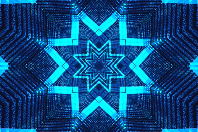 Bluu cyber tunnel ya neon skrinseva 3:2 surface 60fps VJLoops mchoro wa nyota wa kijiometri windows 10